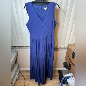 C Elegant Blue Sleeveless Boho Tiered Jumpsuit Size Medium